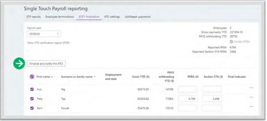 myob eg 2 end of financial year reporting