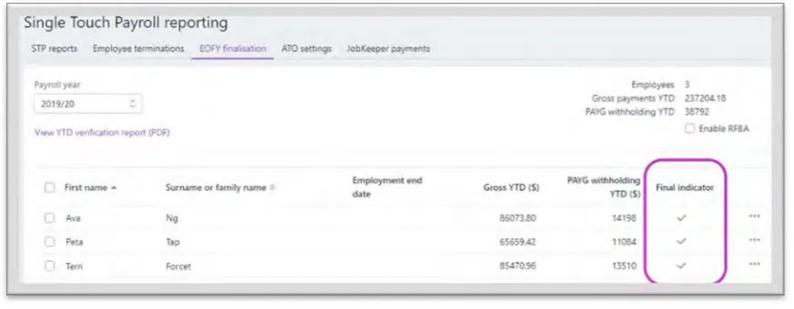 myob eg 3 end of financial year reporting