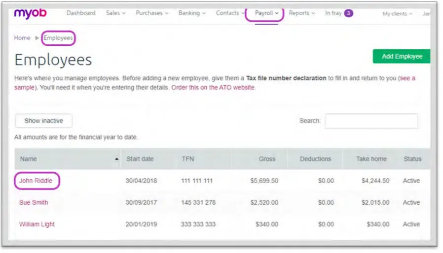 myob eg 4 end of financial year reporting