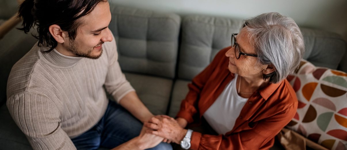 Son in visit to his mother