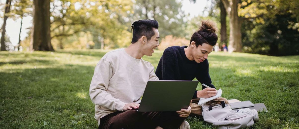 students-studying-park